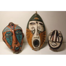 Lot of 3  &apos;MAPUCHE&apos; Indigenous Hand Crafted ceramic clay mask from Chile    113175148814